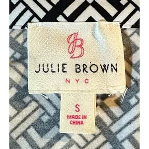 Julie Brown‎ NYC Geometric Wrap Dress Surplice Tie Knee Length S Black/White thumbnail 4