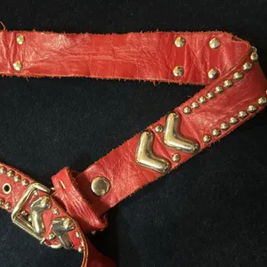 Non-Signe 1960s‎ Vintage Heavy Belt SOFT Leather RED/Silver Studded/FAT CHEVRON thumbnail 5