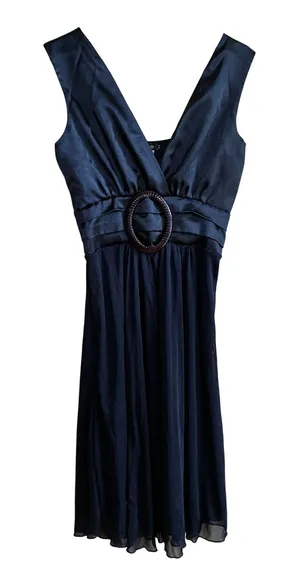 Vintage Star Vixen V-Neck Cocktail Dress Small Navy y2k Satin Mesh O-Ring thumbnail 1