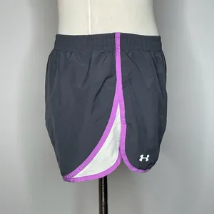 Under Armour- Dark Grey & Purple Heat Gear Semi-Fitted Shorts thumbnail 4