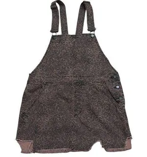 Free People womens size 8 animal print overall jumper distressed dress denim thumbnail 1