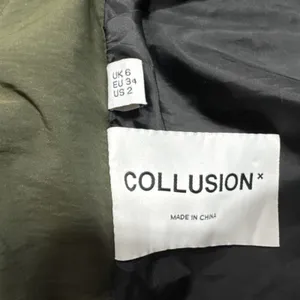 Collusion Womens Full Zip Short Cropped Jacket Sz 2 High Neck Long Sleeve Green thumbnail 4