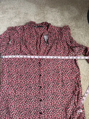 Zara Ditsy Floral Mini Shirt Dress Size Medium thumbnail 5
