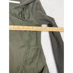 Free People Wrap Hoodie Womens S Green Hooded Military Fringe Button Lightweight thumbnail 7