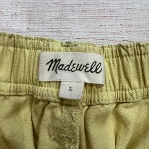 Madewell Women Yellow Herringbone Pull On Shorts High Rise Cotton Blend Size L thumbnail 3