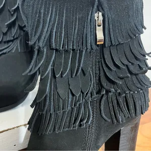 Women’s Catherine Malandrino‎ Domenica Black Fringe Bootie Ankle Boots Size 8 thumbnail 3