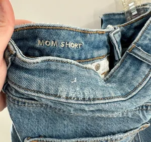 American Eagle Dainty Flower Embroidered Mom Short Denim Shorts Raw Fray Hem thumbnail 4