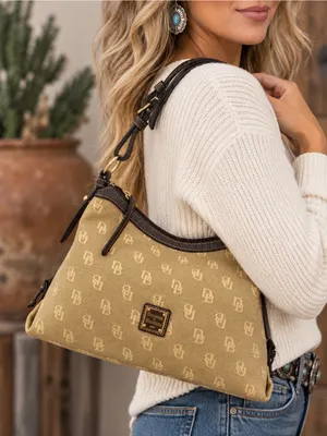 Dooney Bourke Y2K Monogram Canvas Shoulder Bag East West Slouch Medium Purse thumbnail 1