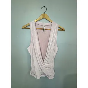 Anthropologie Size M Blush Pink Draped Sleeveless Top Soft Knit Faux Wrap thumbnail 6