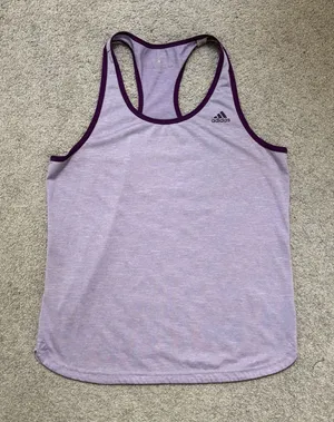 Adidas Climalite Heathered Light Purple Racerback Athletic Tank Top thumbnail 1