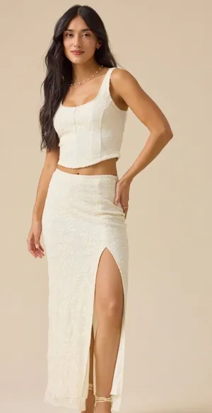 Altar’d State Embroidered Mesh Lace Maxi Skirt NWT Small thumbnail 1