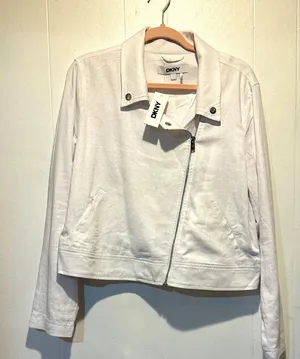 NWT DKNY Linen moto style jacket‎ size L thumbnail 1