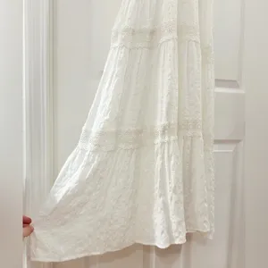 Lulu’s Light Breeze White Striped Crochet Lace Boho Tiered Maxi Dress Sz XS thumbnail 8