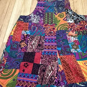 Patchwork Printed Cotton Overalls Jumpsuit Sz M Size M thumbnail 2