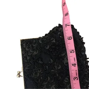 Vintage black beaded formal purse evening bag special occasion Holiday party thumbnail 12