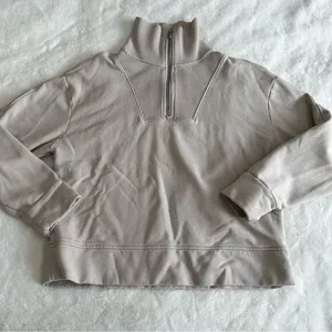 Athleta Retroplush Revive 1/4 Zip Sweatshirt Cream Women’s Size Small thumbnail 1