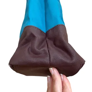 Tory Burch Jaden Tote Blue Canvas‎ Coconut Tan Leather Shopper Bag thumbnail 5