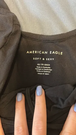 Black Long Sleeve American Eagle Crop Top thumbnail 2