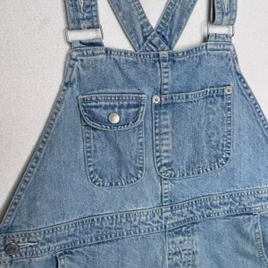 1990s Gap Denim Shortalls Overalls Light Wash Blue Made In Hong Kong Cotton M thumbnail 9