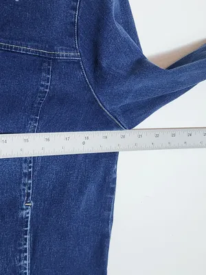 Susan Bristol Womens Cropped Jean Jacket with Raw Edge Trim Size Large thumbnail 6