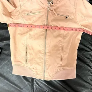 Cavalini Vegan Leather Bomber Jacket Mauve Size Large thumbnail 13