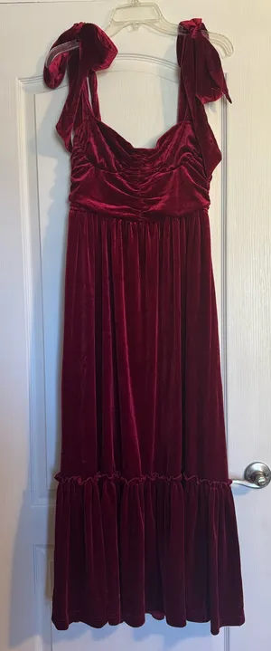 Red velvet so me dress with tie sleeves from south boutique nwt thumbnail 3