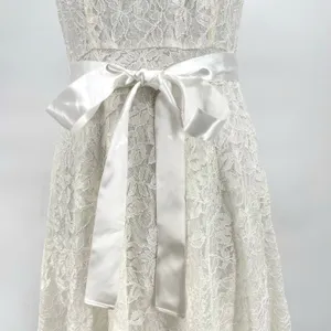 Tahari White Lace Satin Bow Dress Sleeveless V Ivory Wedding Eloping ASL Size 8 thumbnail 5