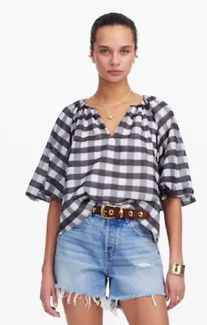 Madewell Bubble-Sleeve Top in gingham new nwt thumbnail 1