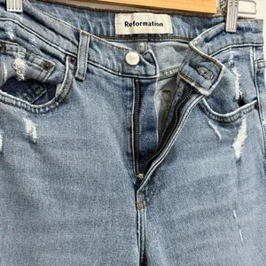 Reformation Crop Flood Kick Flare Jeans Size 26 Chic Minimal Clean Girl Capsule thumbnail 6