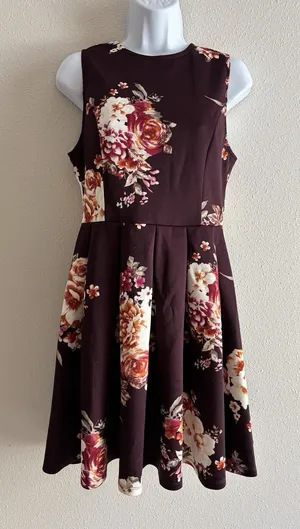Altar’d State Floral Plum Dress Size L‎ Pleated thumbnail 1