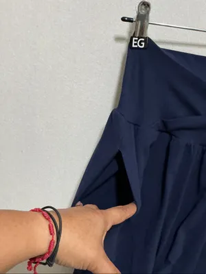 Wide-Leg High-Rise Pants in Navy with Crossover Waistband thumbnail 6