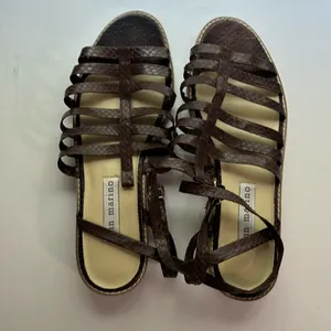 San Marino brown leather strappy sandals. Mint condition. Side 8. thumbnail 3