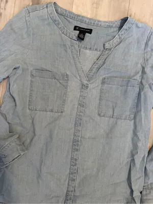 INC International Concepts Light Blue denim Casual Button-Down Shirt thumbnail 4
