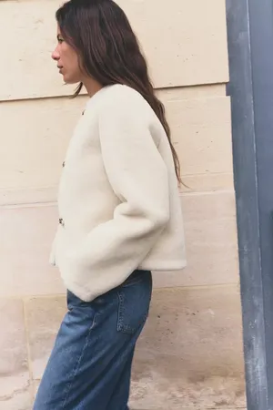 Zara Jacket coat teddy fur ivory cream cropped toggle thumbnail 17