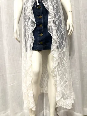 Madden Girl White Lace Ruffle Tie-Front Maxi Top Duster Small Boho Coquette thumbnail 6
