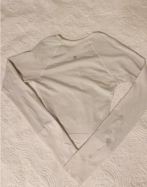 white lululemon swiftly tech long sleeve cropped thumbnail 2