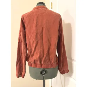 Lola Rae Gemma Tencel Bomber Jacket Burnt Orange Medium thumbnail 5