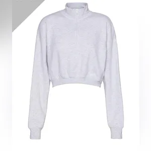 SKIMS Cotton Fleece Half Zip Sweatshirt Pullover Light Heather Grey M Limited Ed thumbnail 2