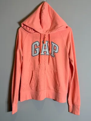 Vintage Y2K Gap Hooded Full Zip Sweatshirt Womens Medium Orange Spell Out Lounge thumbnail 5