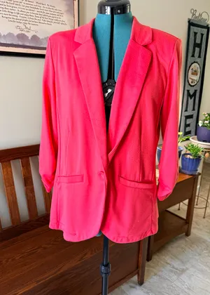 Style & Co. Coral Notch Lapel Blazer Jacket Women's L 3/4 Sleeve Polyester Blend thumbnail 1