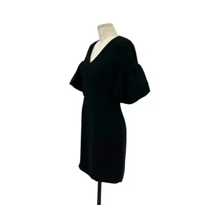 Amanda Uprichard Norelle Dress‎ Mini Short Puff Sleeve V-Neck Black Size Small thumbnail 6