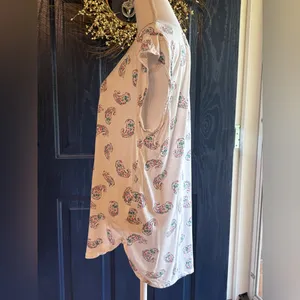 LOFT Paisley Cap-Sleeve Top Lightweight size Large thumbnail 3