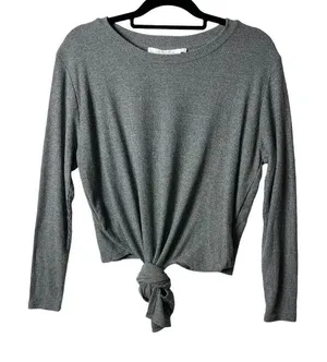 ASTR the label front‎ tie long sleeve gray top women’s size small thumbnail 1