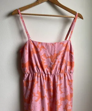 Social Standard by Sanctuary Floral Tiered Maxi Dress (Sz L) Pink & Orange thumbnail 2