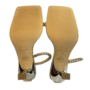 MARC FISHER Karima Leather Gold‎ Heeled Sandal w/ Crystal Trim thumbnail 7