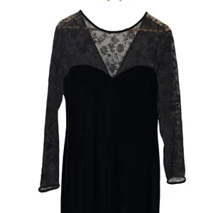 Vintage 1990s Robbie Bee Black Beaded Mesh Velvet Gothic Vampy Cocktail Dress 12 thumbnail 7