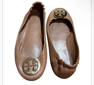 Tory Burch Minnie Travel Nappa Leather Ballet Flats in Tan thumbnail 5