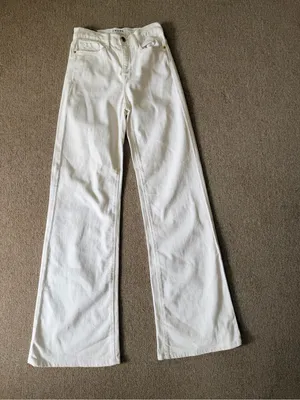 FRAME Denim Women’s 24 White High Rise Wide Leg Flare Jeans Made USA Barneys thumbnail 8
