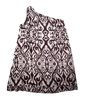 New York & Company Eva Mendes Dress Women Large Burgundy Ikat One Shoulder NWT‎ thumbnail 1
