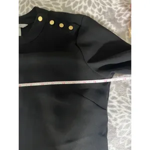 H&M Black Mock Neck Shift Dress 2 Button Bell Sleeve‎ Office Chic Preppy Minimalist thumbnail 5